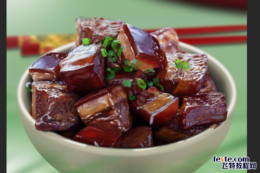 PS鼠繪逼真的紅燒肉