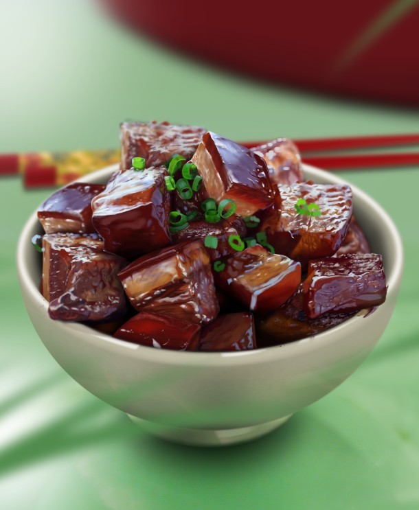 PS鼠繪逼真的紅燒肉