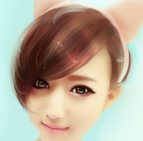 PS和SAI將美女照片制作成卡通效果