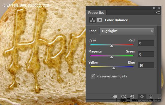 Photoshop將面包片上加上剔透的蜂蜜果醬字
