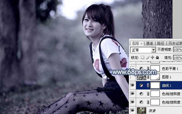 Photoshop為外景美女圖片打造唯美的中性藍色調(diào)