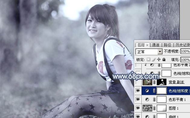 Photoshop為外景美女圖片打造唯美的中性藍(lán)色調(diào)