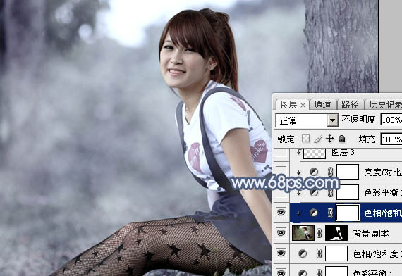 Photoshop為外景美女圖片打造唯美的中性藍(lán)色調(diào)