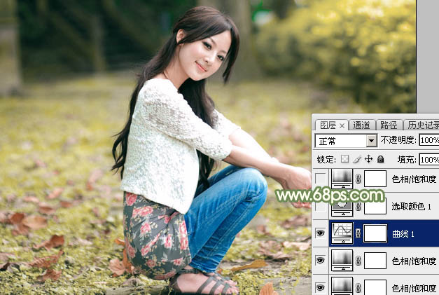 Photoshop为外景美女图片打造古典中性暖色