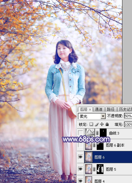 Photoshop將春季花木邊的人物調(diào)制出清爽鮮艷的秋季色