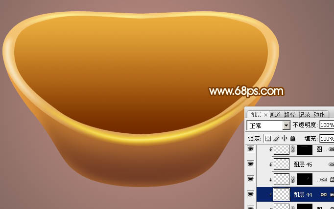 Photoshop设计制作一个漂亮的金色元宝
