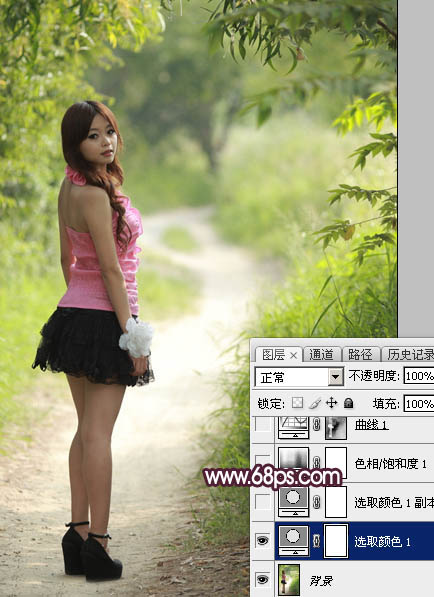 Photoshop將樹林人物圖片打造唯美的暗調(diào)紫紅色