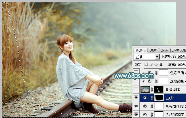 Photoshop為外景人物圖片打造出甜美的淡調(diào)青黃色