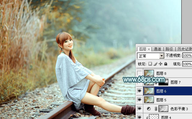 Photoshop為外景人物圖片打造出甜美的淡調(diào)青黃色