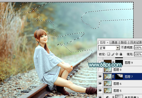 Photoshop為外景人物圖片打造出甜美的淡調(diào)青黃色