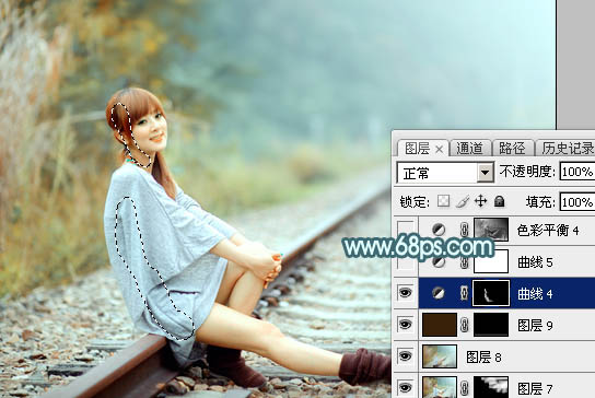 Photoshop為外景人物圖片打造出甜美的淡調(diào)青黃色