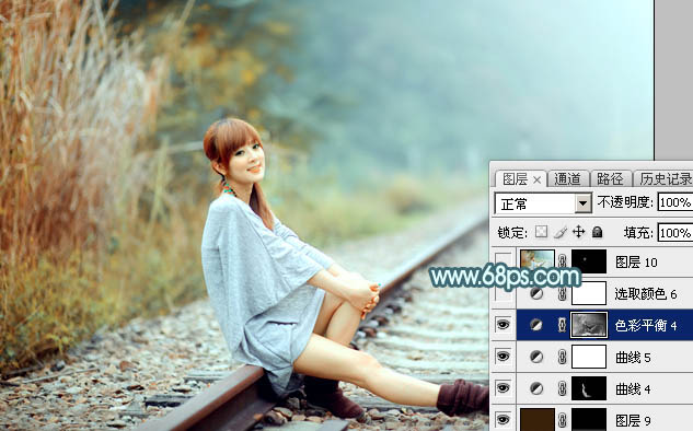 Photoshop為外景人物圖片打造出甜美的淡調(diào)青黃色