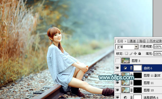 Photoshop為外景人物圖片打造出甜美的淡調(diào)青黃色