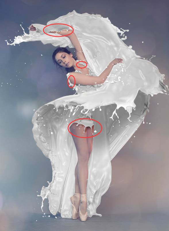 Photoshop將美女白裙制作成動感牛奶噴濺效果裙子