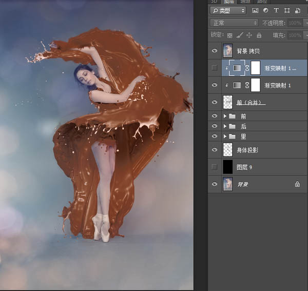 Photoshop將美女白裙制作成動感牛奶噴濺效果裙子