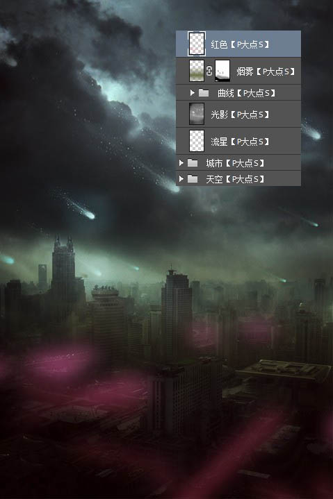 PS合成恐怖的流星襲擊城市場(chǎng)景