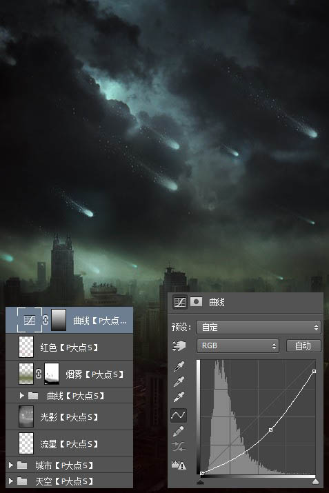 PS合成恐怖的流星襲擊城市場(chǎng)景