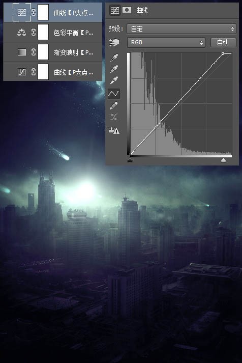 PS合成恐怖的流星襲擊城市場(chǎng)景