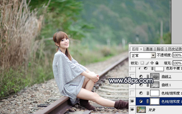 Photoshop為春季人物圖片打造夢(mèng)幻的淡調(diào)中性青綠色效果