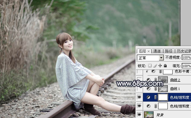 Photoshop為春季人物圖片打造夢(mèng)幻的淡調(diào)中性青綠色效果
