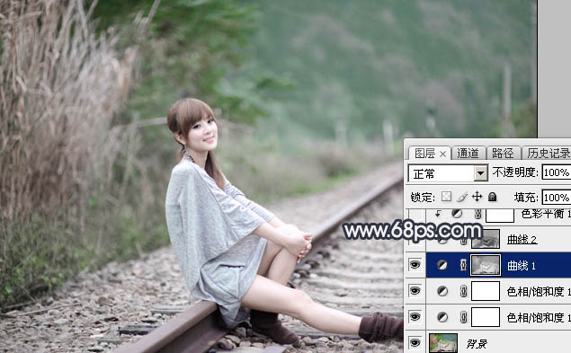 Photoshop為春季人物圖片打造夢(mèng)幻的淡調(diào)中性青綠色效果