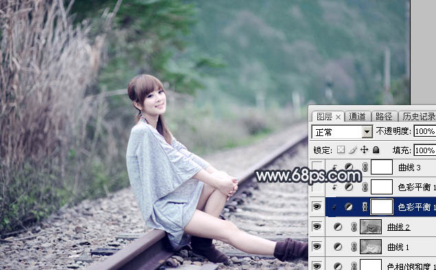 Photoshop為春季人物圖片打造夢(mèng)幻的淡調(diào)中性青綠色效果