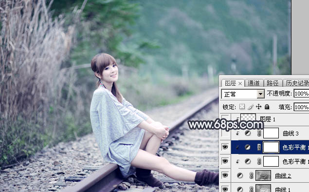 Photoshop為春季人物圖片打造夢(mèng)幻的淡調(diào)中性青綠色效果