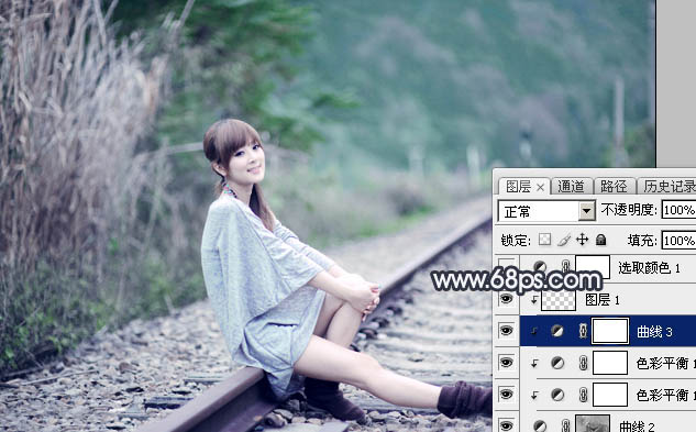 Photoshop為春季人物圖片打造夢(mèng)幻的淡調(diào)中性青綠色效果