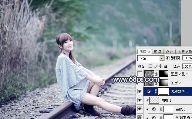 Photoshop為春季人物圖片打造夢(mèng)幻的淡調(diào)中性青綠色效果