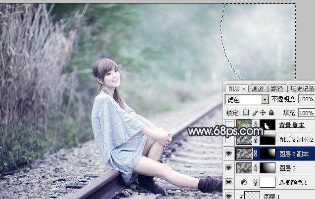 Photoshop為春季人物圖片打造夢(mèng)幻的淡調(diào)中性青綠色效果