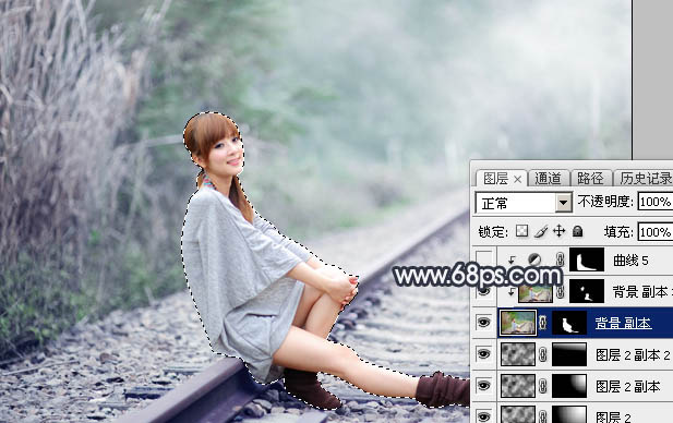 Photoshop為春季人物圖片打造夢幻的淡調(diào)中性青綠色效果