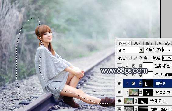 Photoshop為春季人物圖片打造夢幻的淡調(diào)中性青綠色效果
