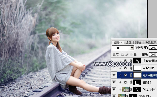 Photoshop為春季人物圖片打造夢幻的淡調(diào)中性青綠色效果