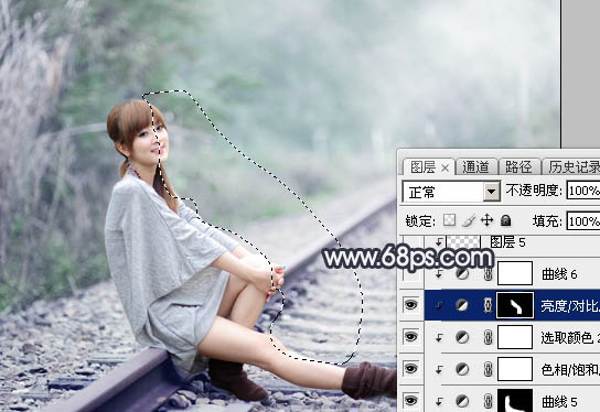 Photoshop為春季人物圖片打造夢幻的淡調(diào)中性青綠色效果