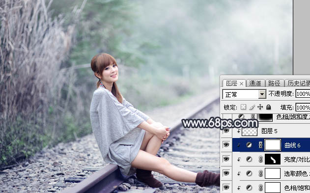Photoshop為春季人物圖片打造夢幻的淡調(diào)中性青綠色效果