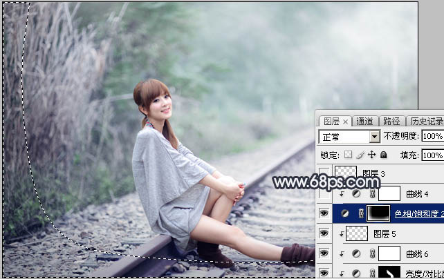 Photoshop為春季人物圖片打造夢幻的淡調(diào)中性青綠色效果
