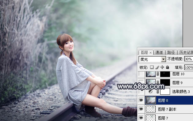 Photoshop為春季人物圖片打造夢幻的淡調(diào)中性青綠色效果