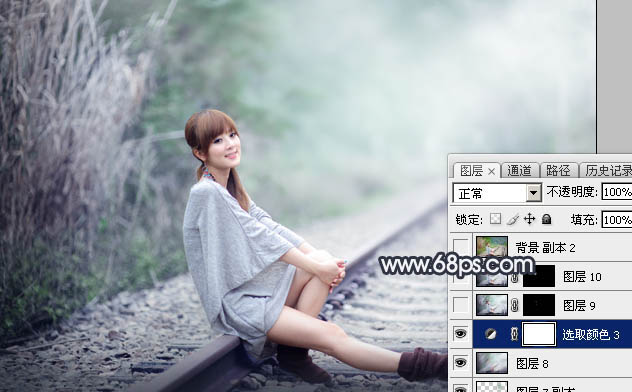 Photoshop為春季人物圖片打造夢幻的淡調(diào)中性青綠色效果
