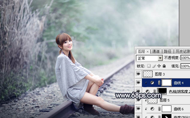Photoshop為春季人物圖片打造夢幻的淡調(diào)中性青綠色效果