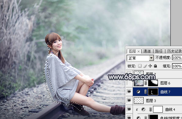 Photoshop為春季人物圖片打造夢幻的淡調(diào)中性青綠色效果