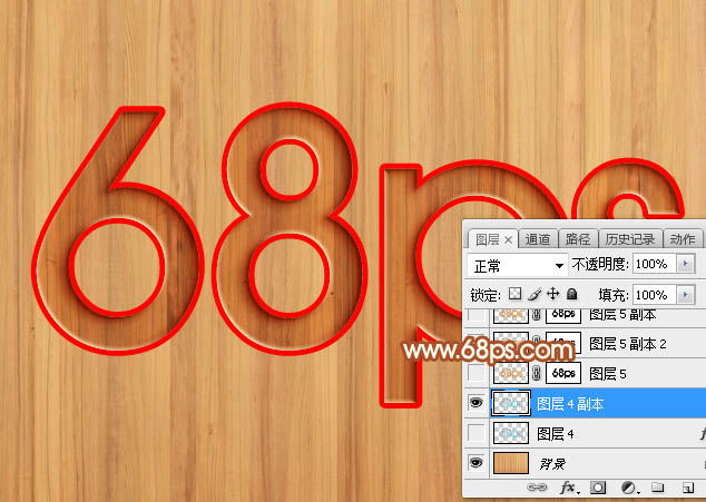 Photoshop利用圖層工具制作簡單的木板浮雕字