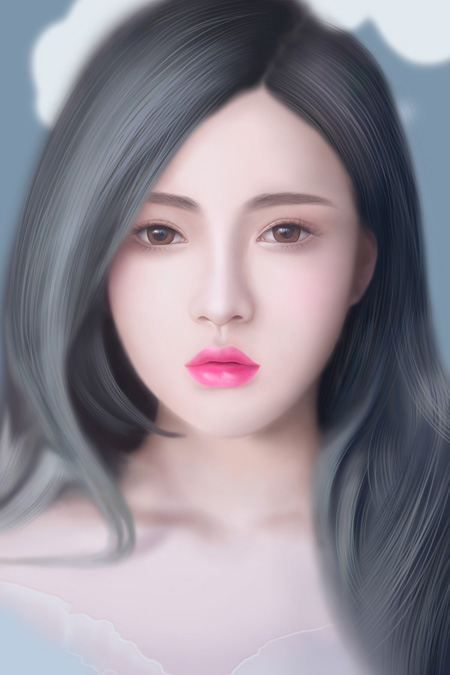 PS臨摹漂亮的女神頭像
