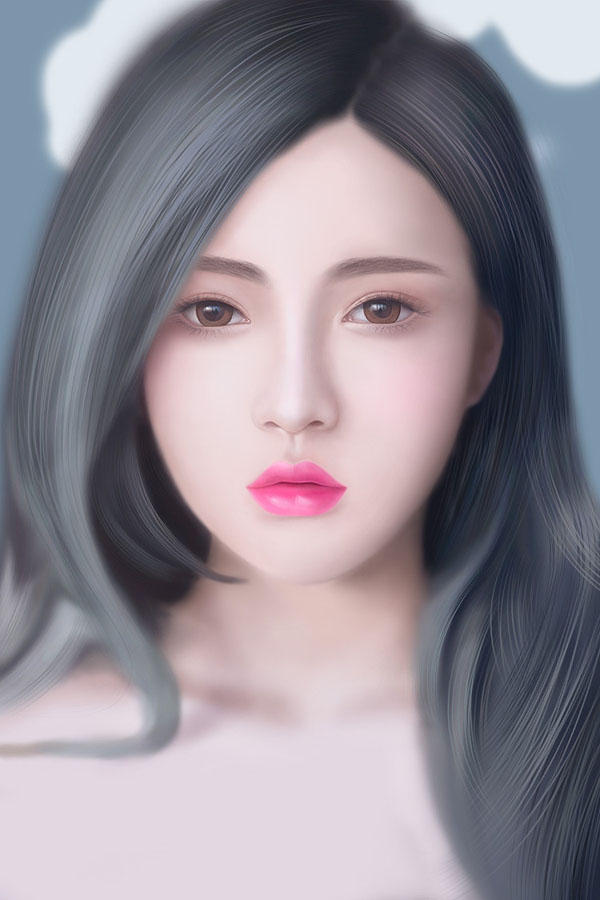 PS臨摹漂亮的女神頭像