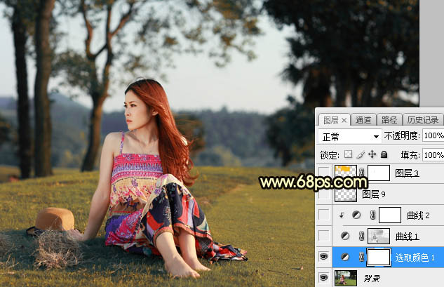 Photoshop調(diào)制出唯美的晨曦逆光草坡上的人物圖片