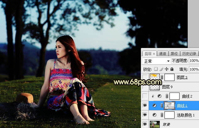 Photoshop調(diào)制出唯美的晨曦逆光草坡上的人物圖片