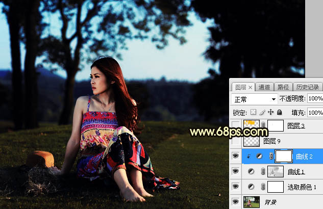 Photoshop調(diào)制出唯美的晨曦逆光草坡上的人物圖片
