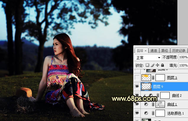 Photoshop調(diào)制出唯美的晨曦逆光草坡上的人物圖片
