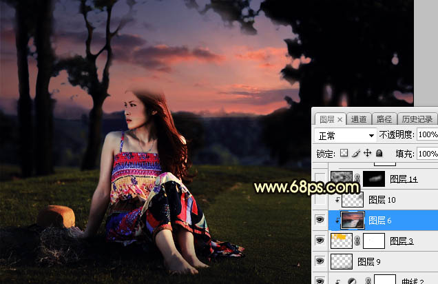 Photoshop調(diào)制出唯美的晨曦逆光草坡上的人物圖片