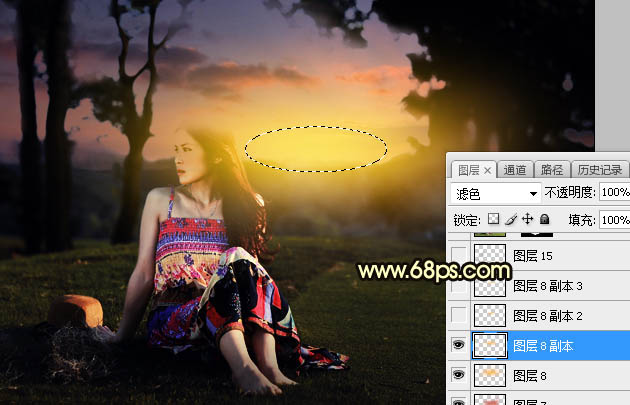 Photoshop調(diào)制出唯美的晨曦逆光草坡上的人物圖片