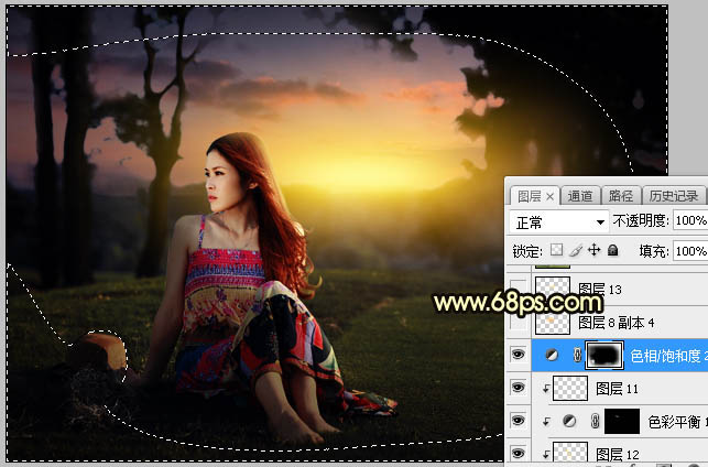 Photoshop調(diào)制出唯美的晨曦逆光草坡上的人物圖片